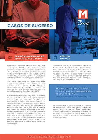 Capa da brochura 'Caso de sucesso em universidades e hospitais'